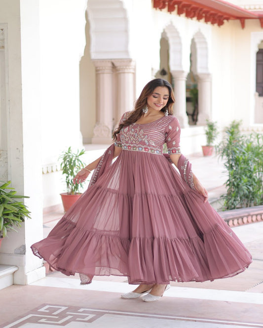 Soft Pink Georgette Gown