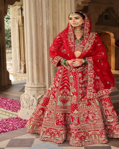 Bright Red Maharani Lehenga