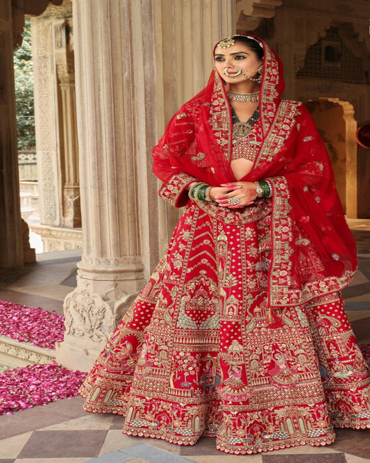 Bright Red Maharani Lehenga