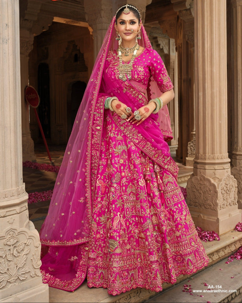 Heavy Pink Bridal Mor Lehenga