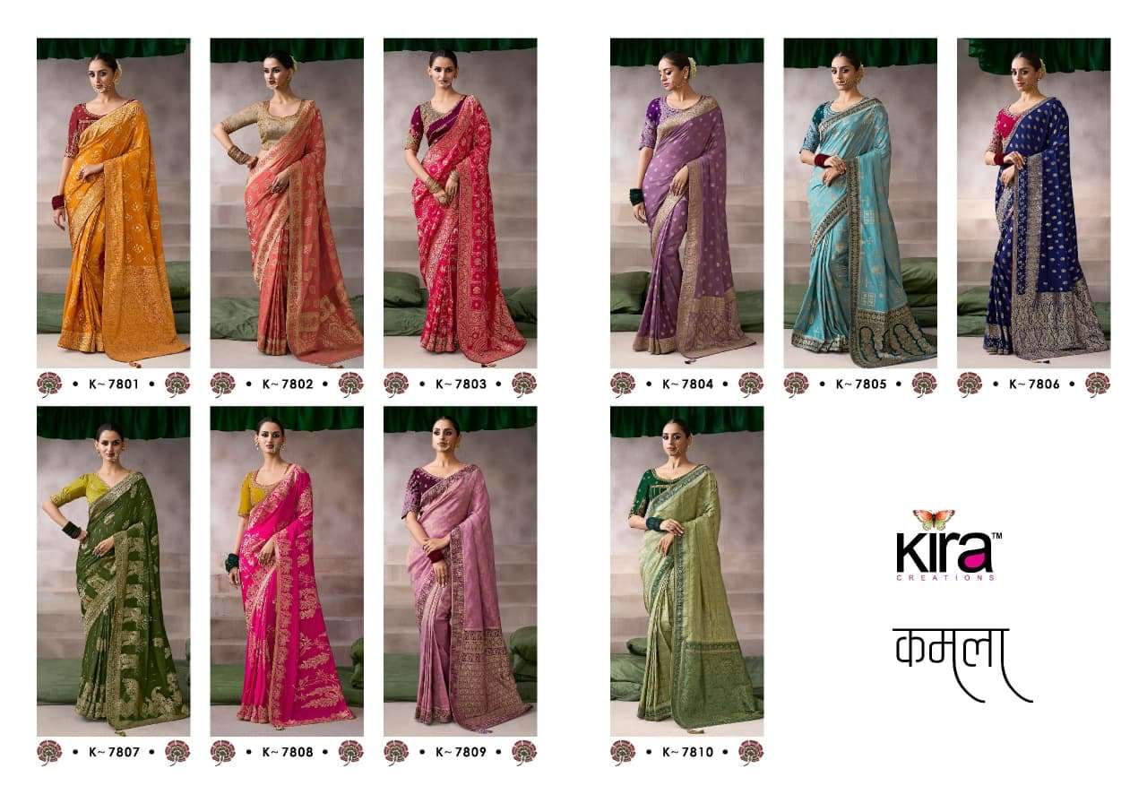 Orange and Red Crepe Silk Saree