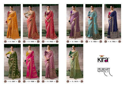 Orange and Red Crepe Silk Saree