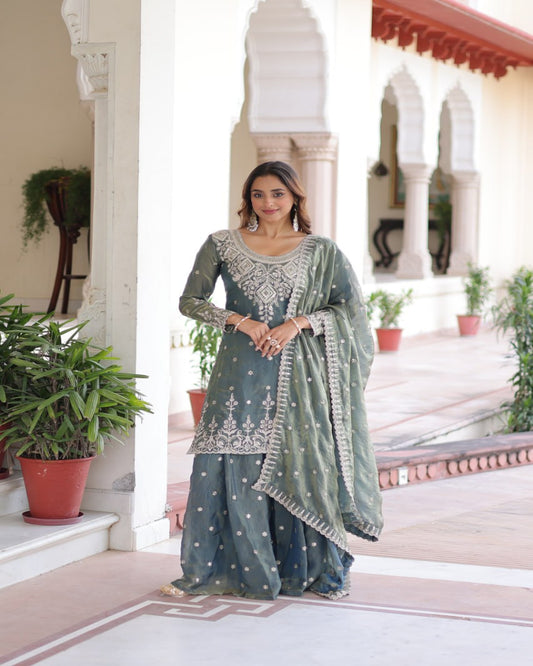 Sage Green Sharara  Outfit