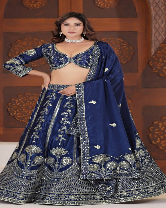 Blue Silk Lehenga