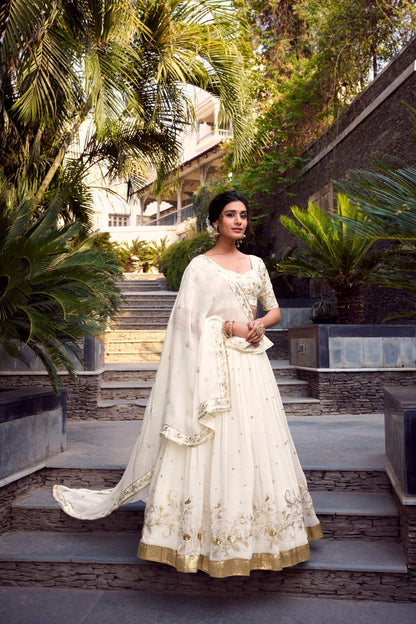 Cream And Gold Lehenga