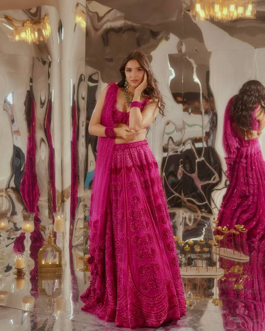 Pink Kasturi Silk Lehenga