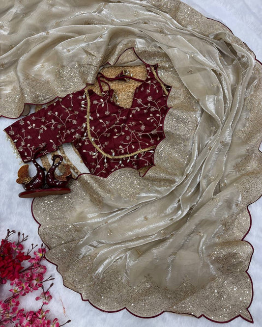 Gold And Red Jimmy Choo Saree