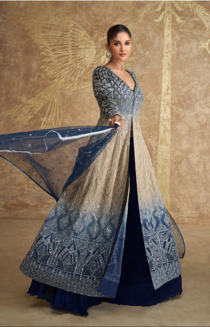 Shaded Blue Skirt Outfit
