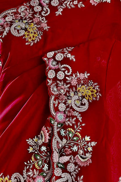 Red Rangoli Silk Saree