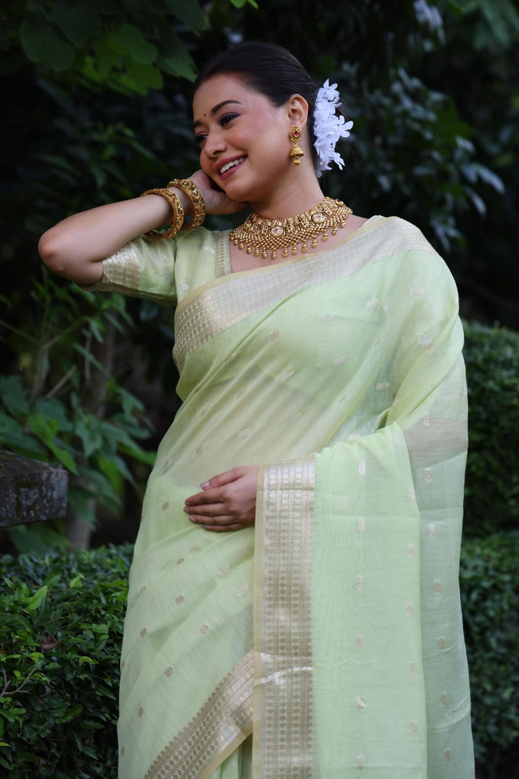 Soft Green Tissue Silk Saree