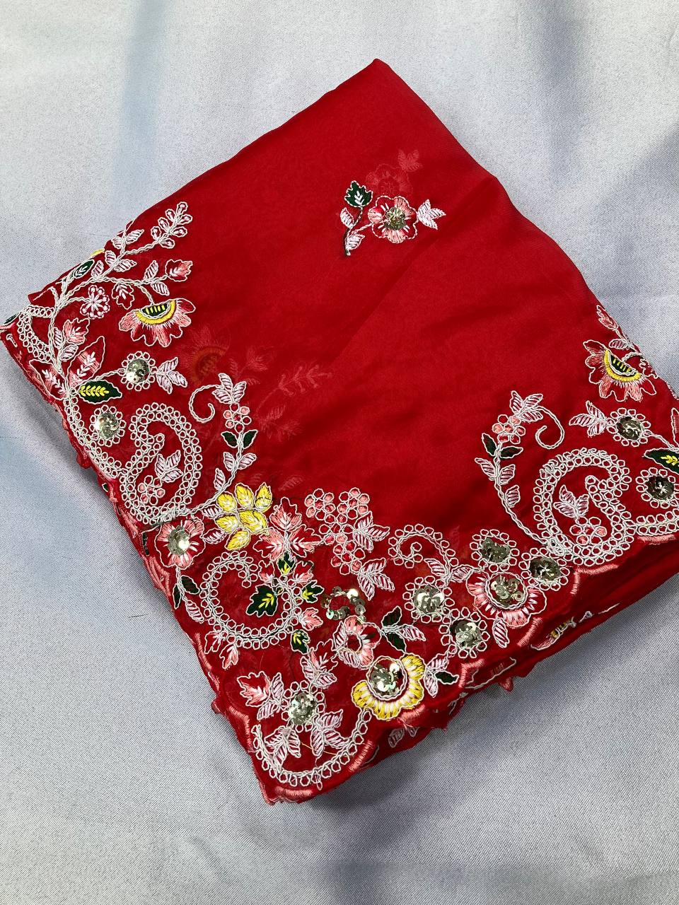 Red Rangoli Silk Saree