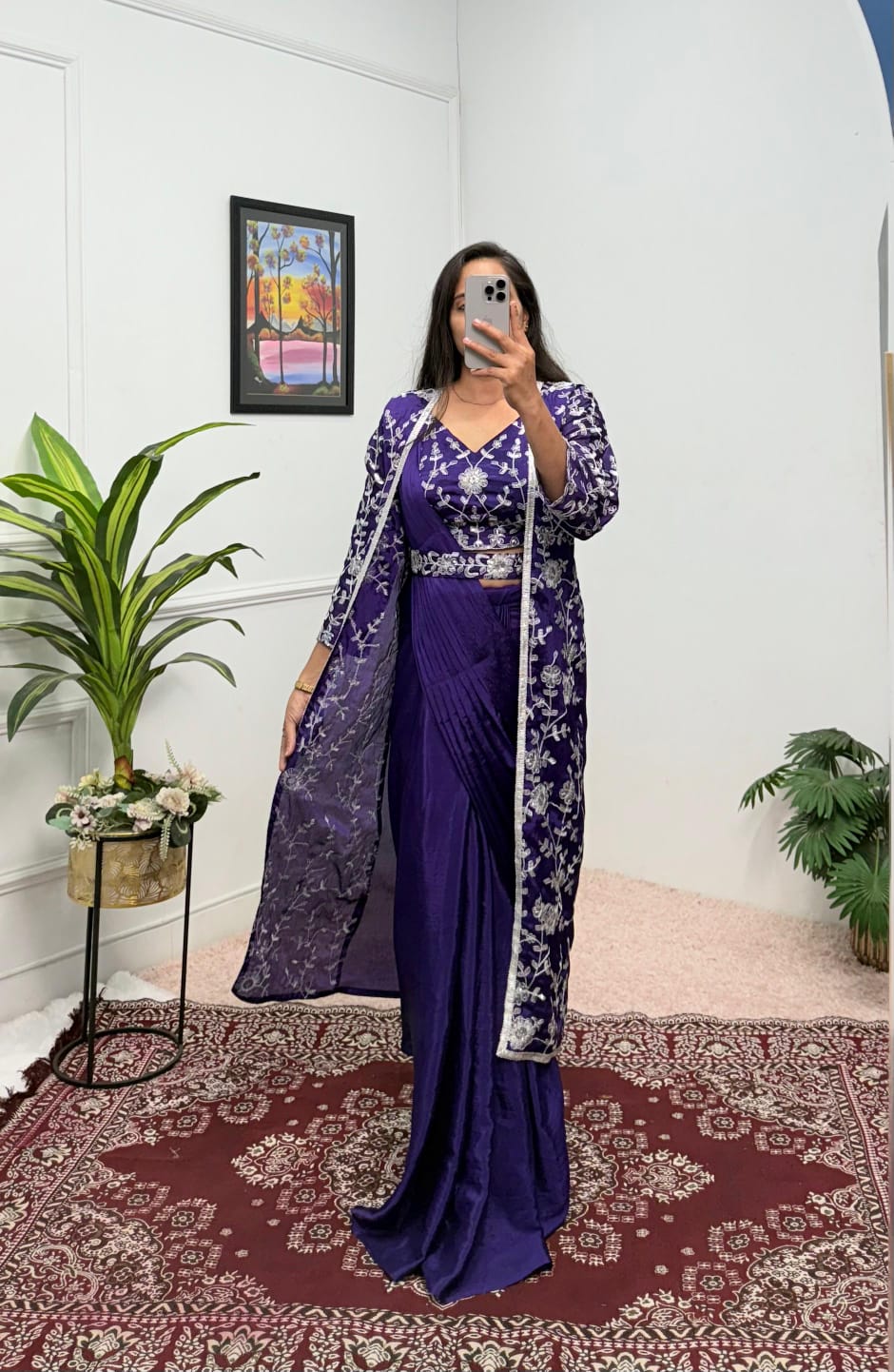 Purple Ready To Wear Saree