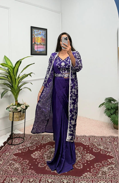 Purple Ready To Wear Saree