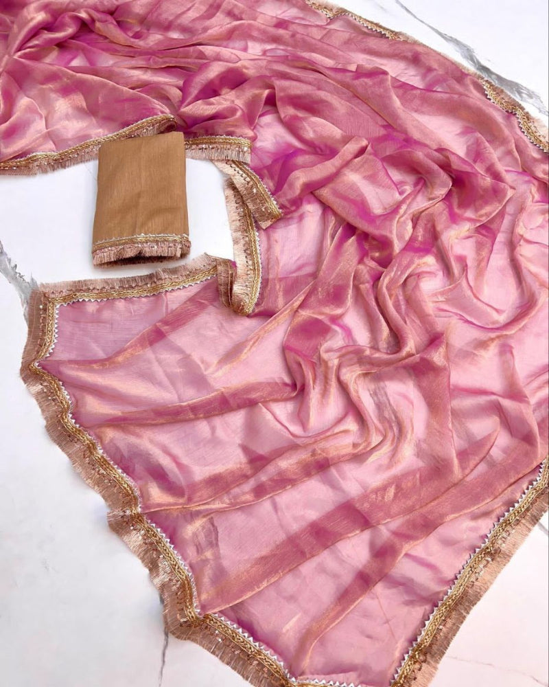 Onion Pink Chiffon Saree
