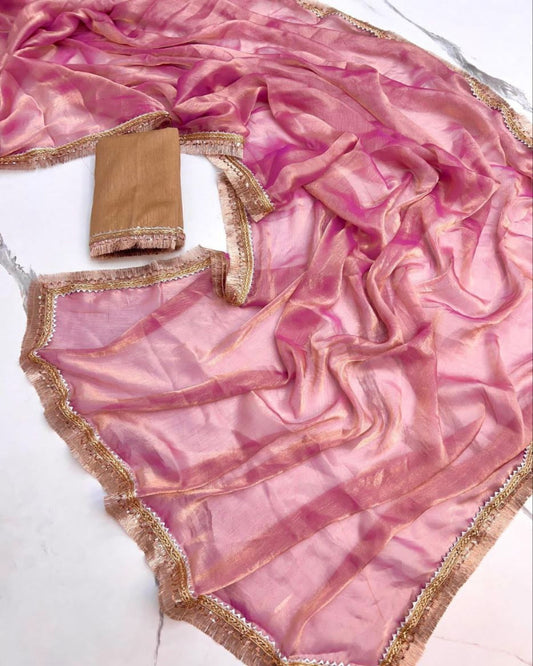 Onion Pink Chiffon Saree