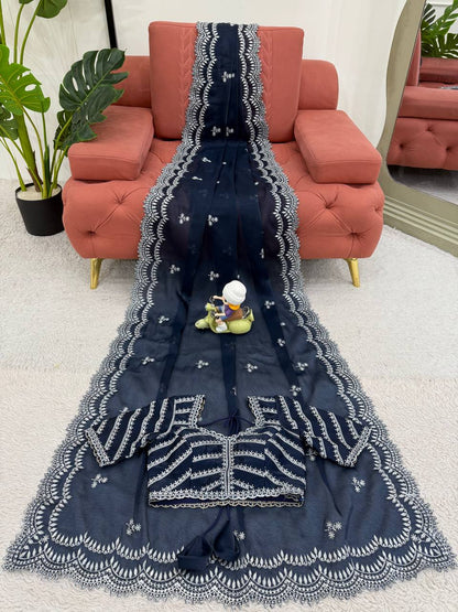 Dark Blue Jimmy Choo Saree