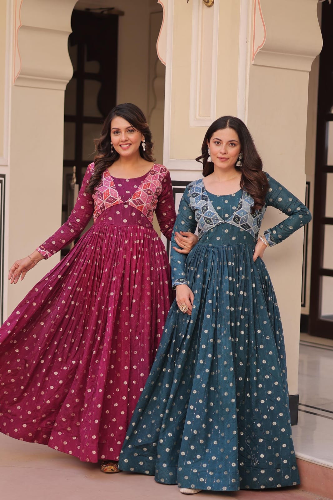 Purple Jacquard Gown