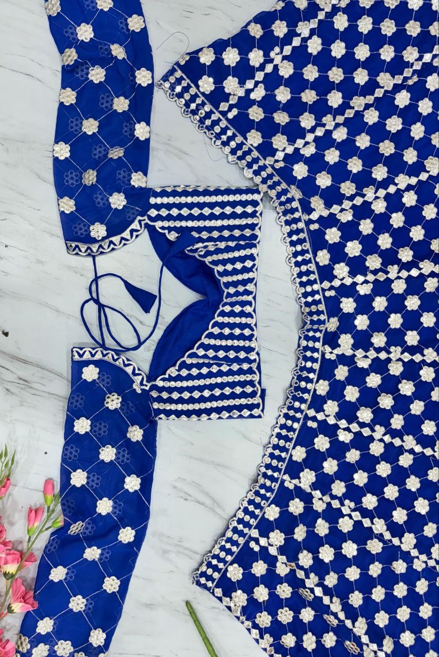 Ink Blue Georgette Lehenga