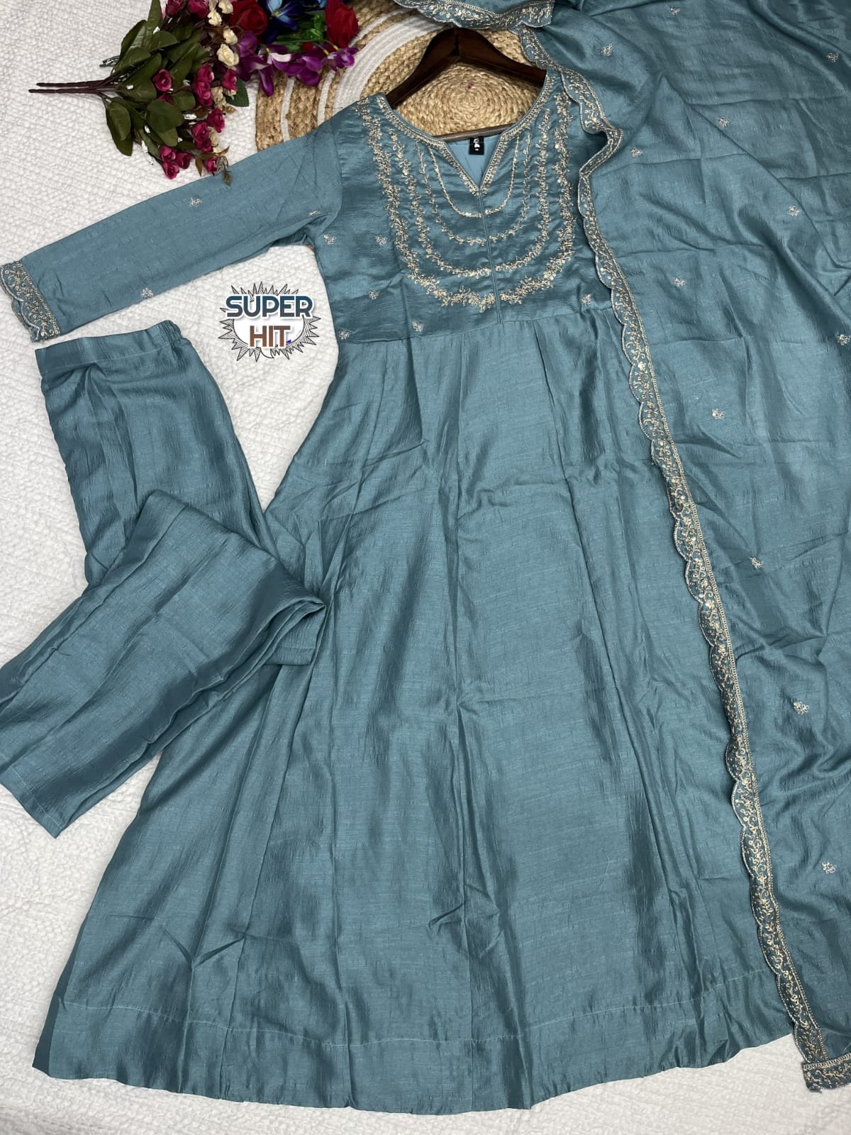 Sky Blue Silk Outfit