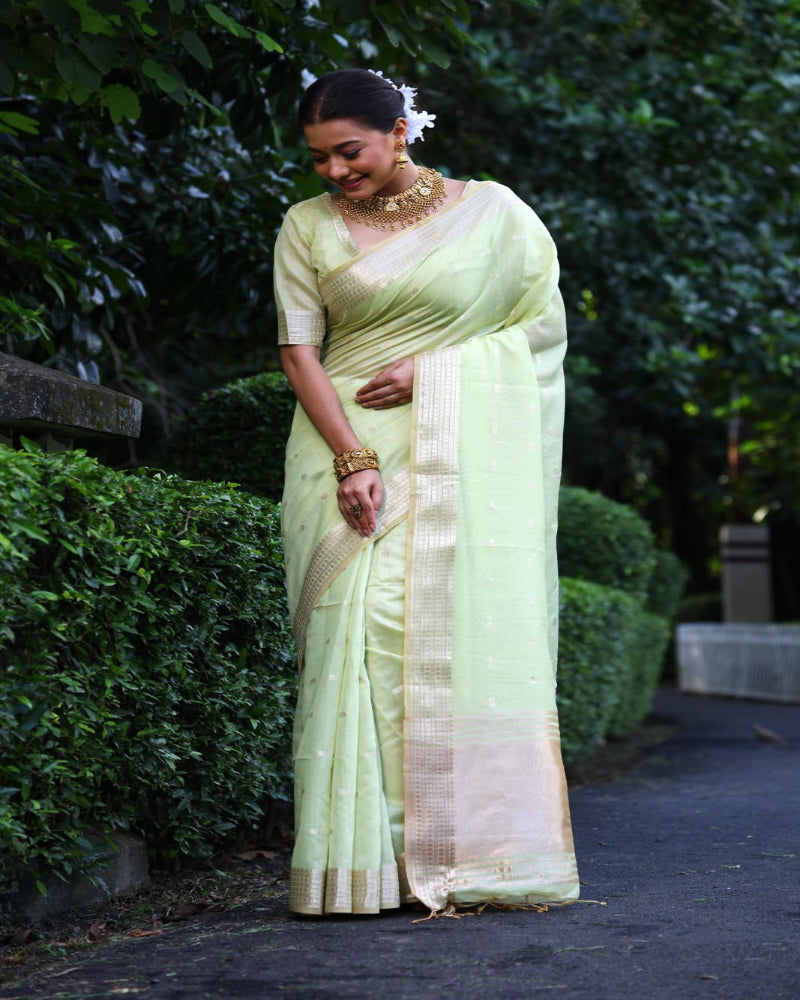 Soft Green Tissue Silk Saree