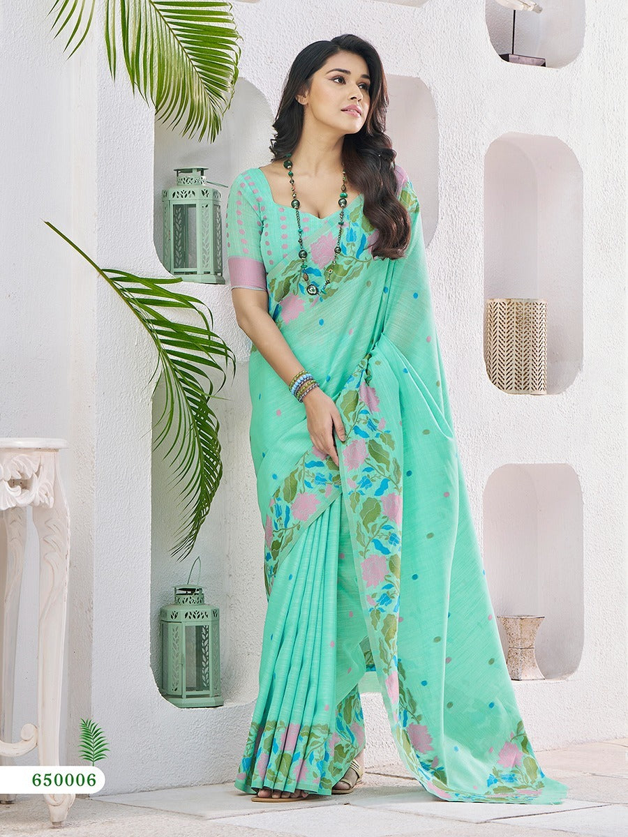 Line Silk Cream Saree