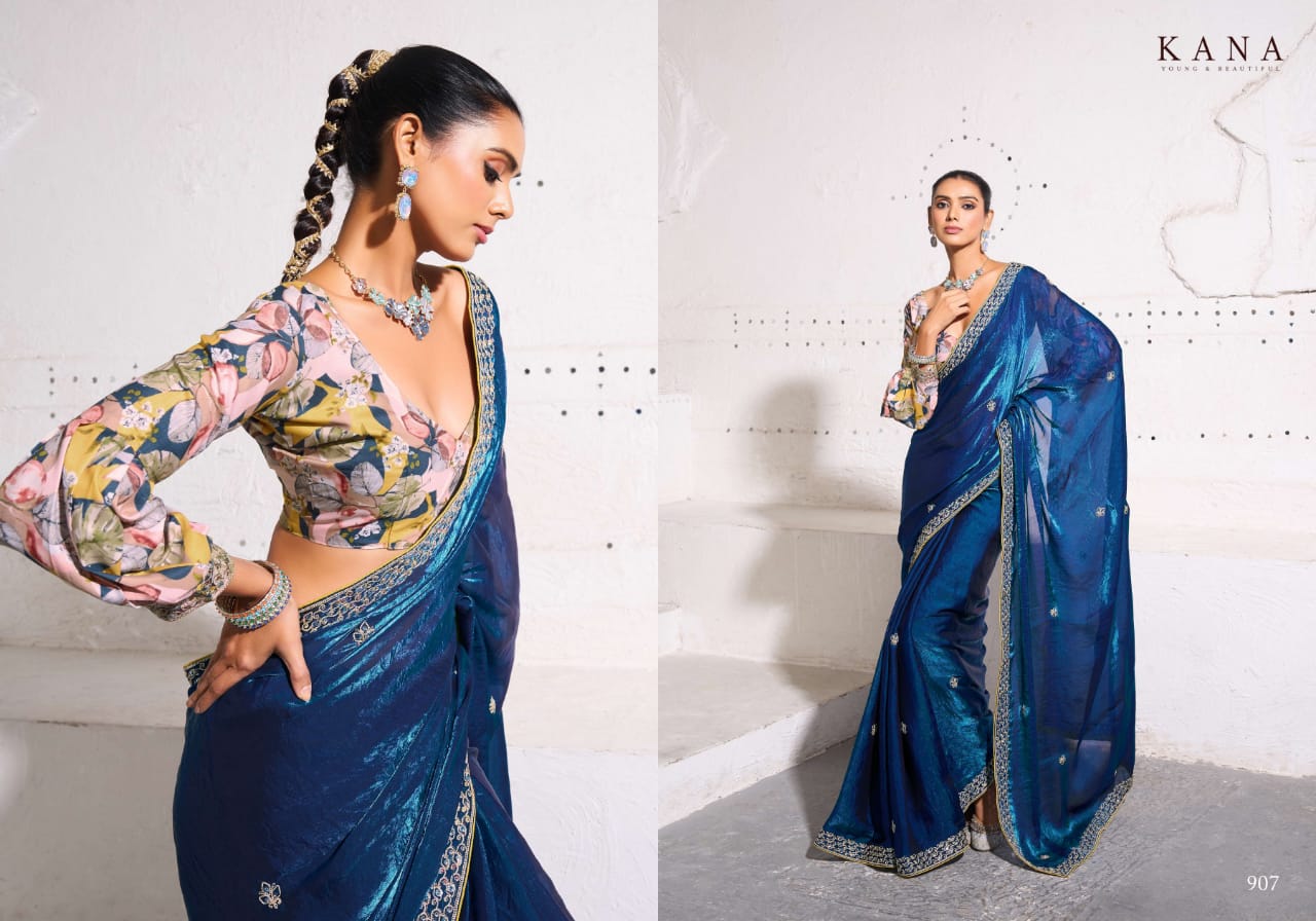 Shimmer Blue Silk Saree