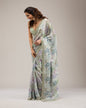 Light Green Printed Satin Georgette Silk Saree