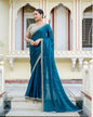 Crush Blue Satin Velvet Saree