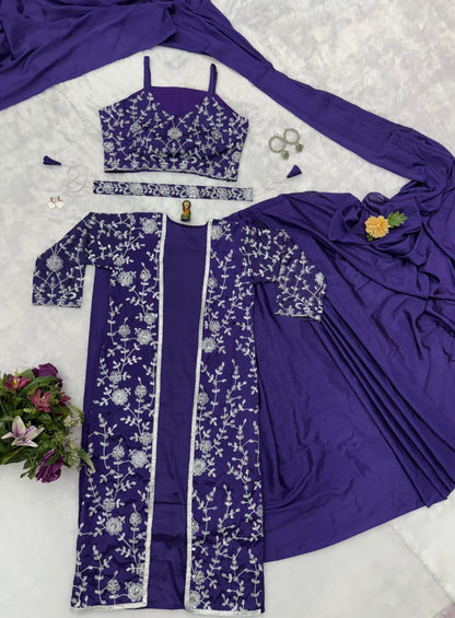 Purple Ready To Wear Saree