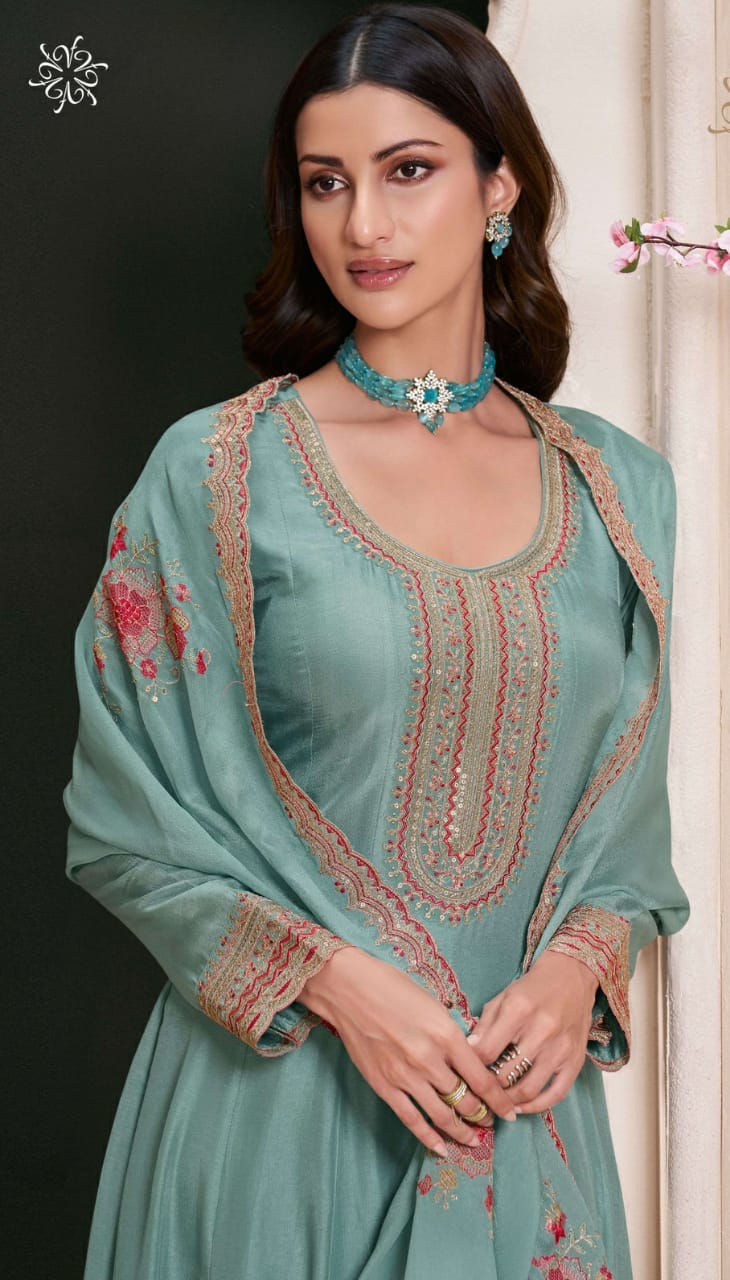 Light Blue Moonga Silk Outfit