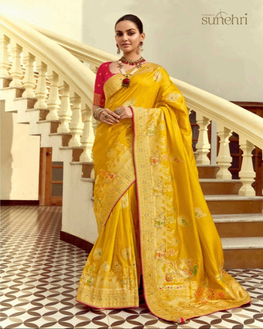 Chrome Yellow Viscose Saree