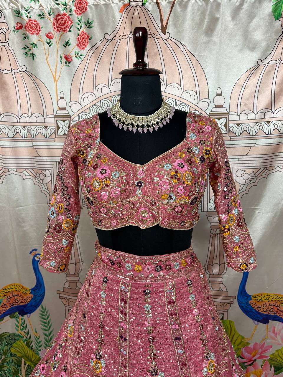 Pink Gold Crush Lehenga