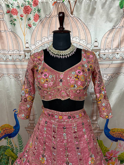 Pink Gold Crush Lehenga
