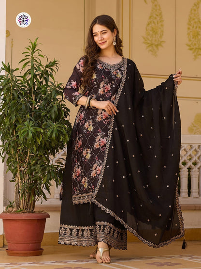 Black Floral Work Outfit