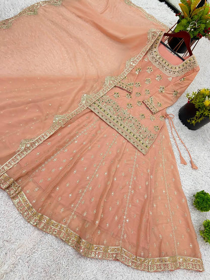 Soft Peach Georgette Lehenga