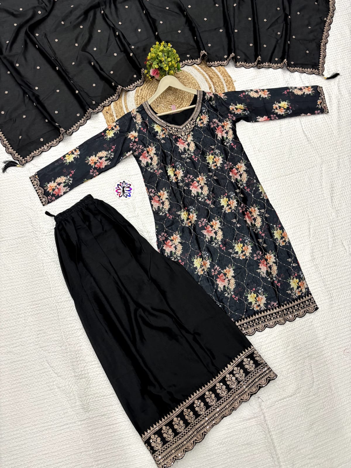 Black Floral Work Outfit