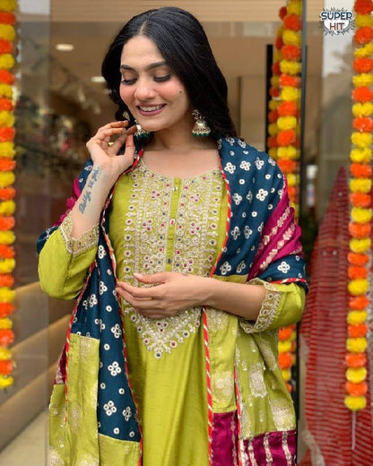 Chanderi Silk Lemon Punjabi