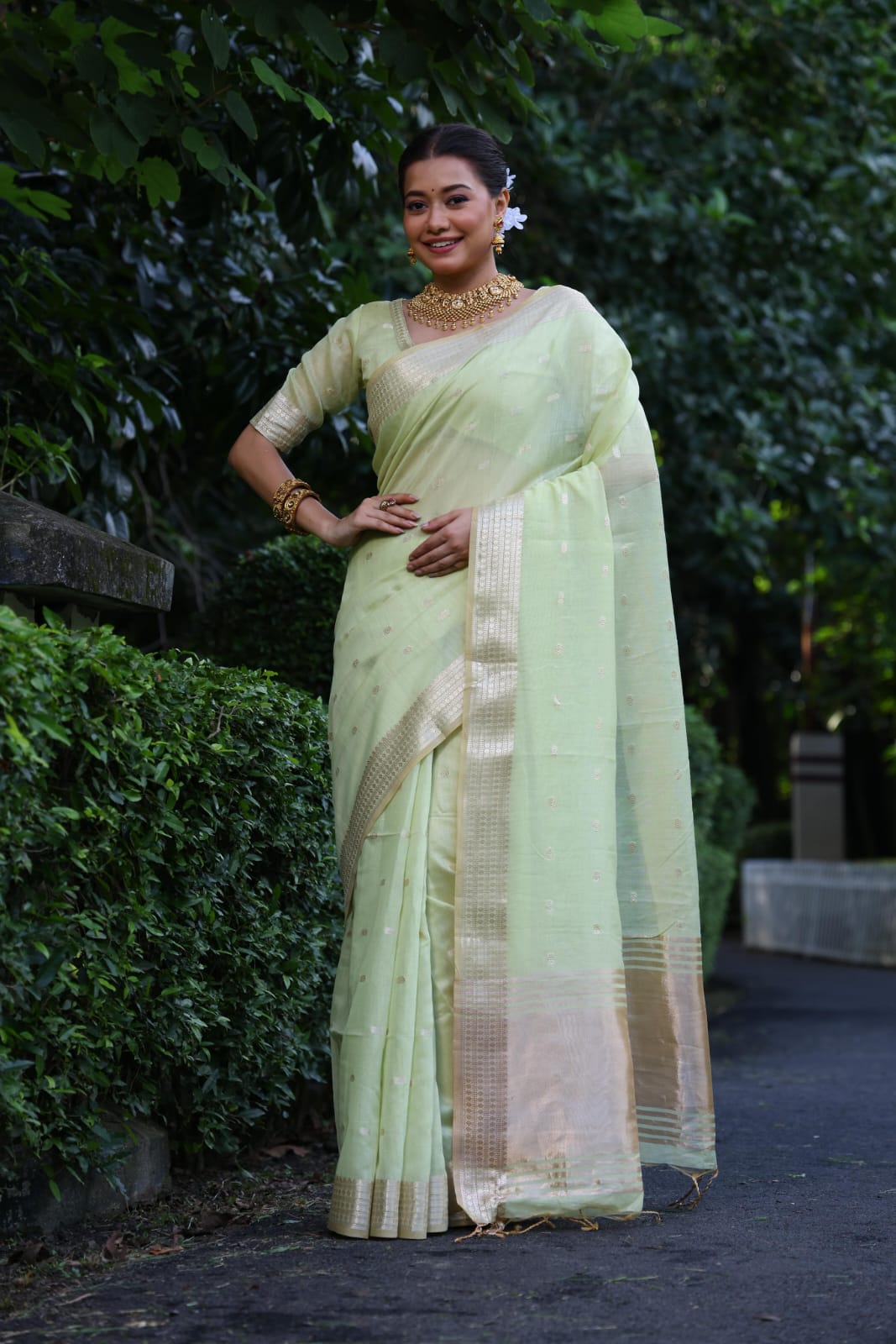 Soft Green Tissue Silk Saree
