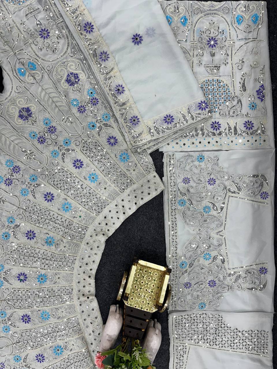 Off White Georgette Lehenga