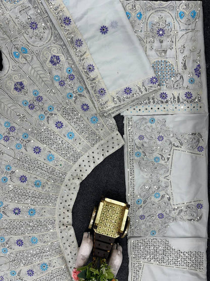 Off White Georgette Lehenga