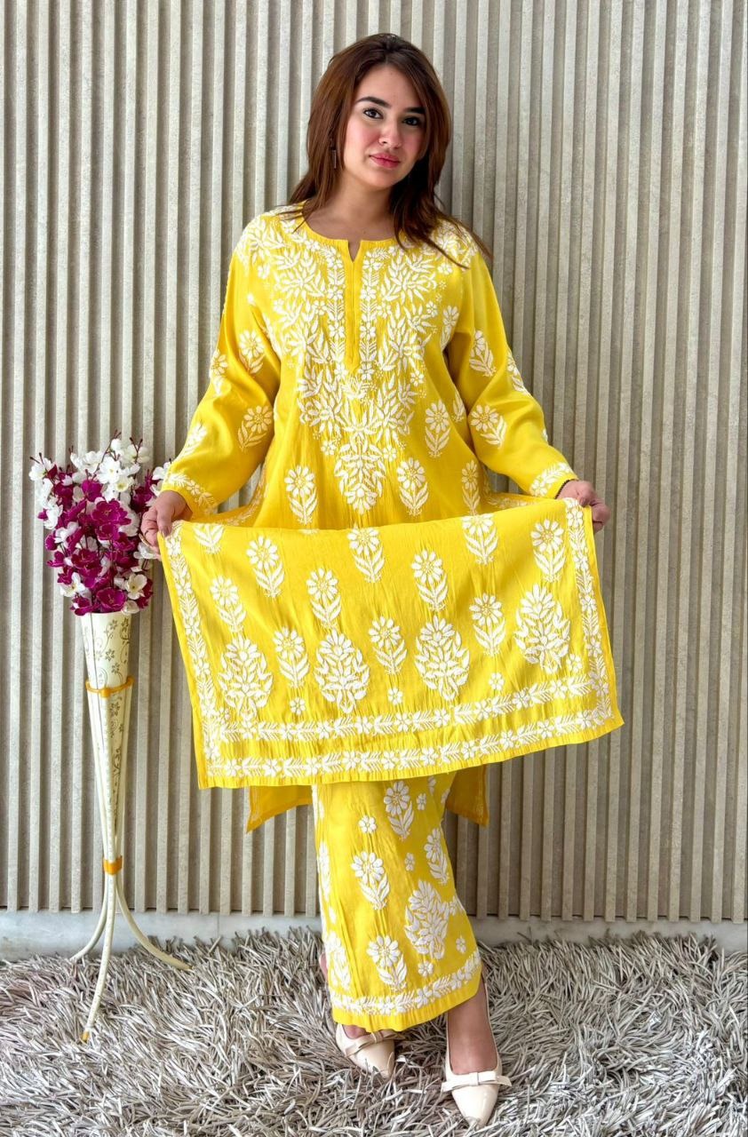Yellow Kurti Palazzo Set