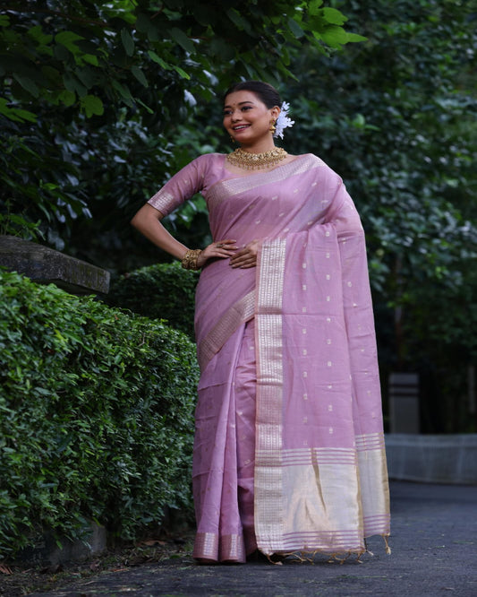 Lavender Tissue Silk Saree