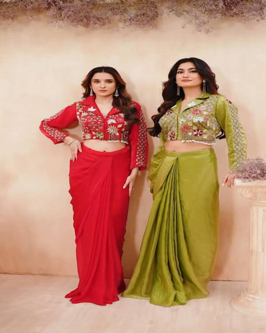 Satin Silk Dhoti Outfit
