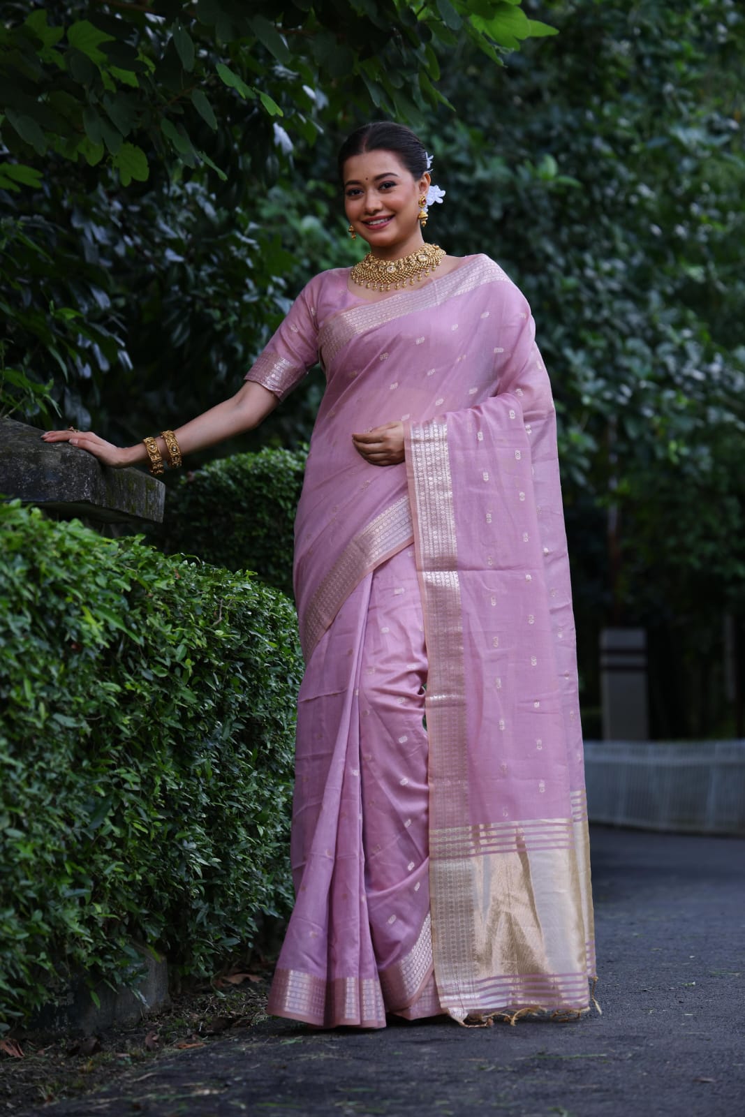 Lavender Tissue Silk Saree