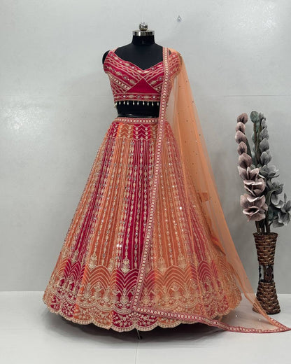 Pink And Orange Regal Lehenga