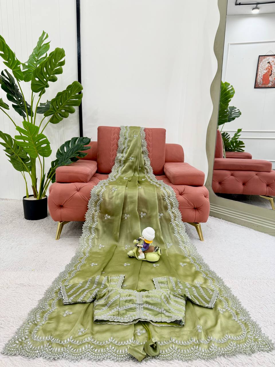 Pista Green Jimmy Choo Saree