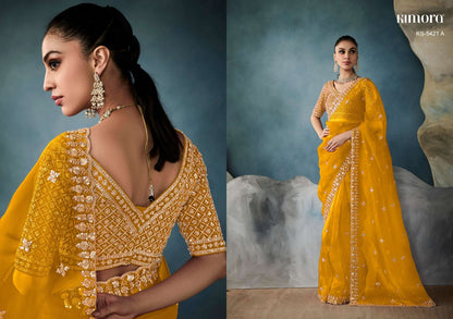 Chrome Yellow Net Saree