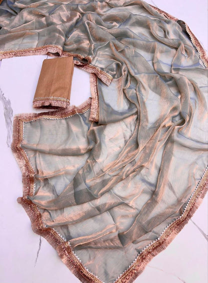 Grey Glossy Chiffon Saree