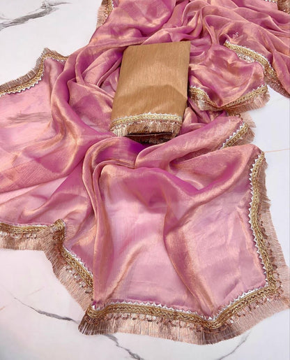 Onion Pink Chiffon Saree