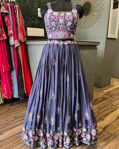 Amethyst Silk Koti Lehenga